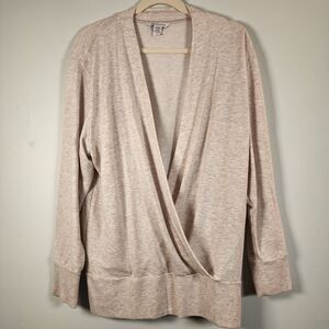 Athleta Purana V-Neck Wrap Sweatshirt Large Fog Grey Heather NWOT Nirvana Modal